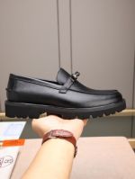 Hermes Black calfskin Leather Shoes-Hermes Man Business Leather Shoes